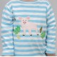 Top - Piccalilly - Piglet - Blue stripe - UNISEX