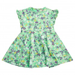 Dress - SKATER - Short sleeves - Piccalilly - Green farm animals  flower meadow