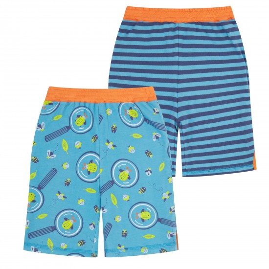 Shorts - Piccalilly - REVERSIBLE - BUG EXPLORER and blue stripes  - UNISEX