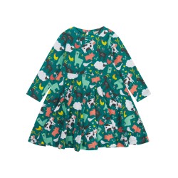 Dress - Skater - Animals - Long sleeves - Piccalilly - BUCKDEN FARM - green farm animals