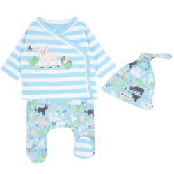 Babygrow - FARM - SET - Piccalilly - Unisex - Blue Country Animal Farm Friends - blue - last 6-12m