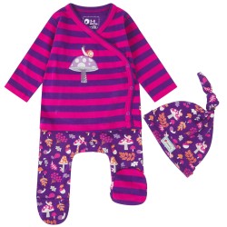 Babygrow - ANIMALS - SET - PURPLE WOODLAND TREASURES - last size 6-12m - unisex