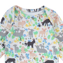 Baby Sleep Gown - FARM - WHITE - Piccalilly - County ANIMALS Friends - last size - 0-6m