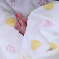 Muslins and Blankets - Muslin - Piccalilly - SWADDLE - DAISY dot spot - 120 x 120cm 