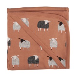 Muslins and Blankets - Blanket - FARM - SHEEP - Macaroon Chocolate - Hooded -- 72x72 cm - unisex 