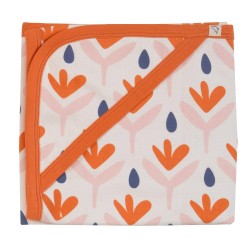 Muslins and Blankets - Blanket - Pigeon organic - Hooded - Floral Orange - 72x70 cm - last one