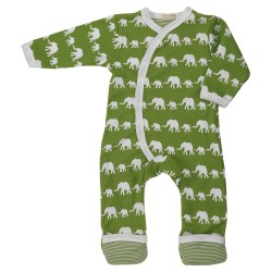 Babygrow - Romper - ANIMALS - Pigeon Organics - ELEPHANT - Green - unisex 