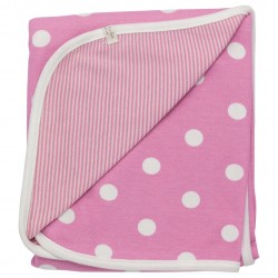 Muslins and Blankets - Blanket - Pigeon organic - PINK - Spot and stripe - 72x70 cm - last one