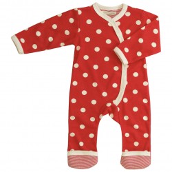 Bib - Pigeon Organics - Red spots and stripes (matching babygrow and blankets also available)  - last one