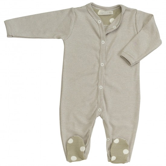 Babygrow - Pigeon Organics - Striped all in one - Taupe Stone - clearance offer