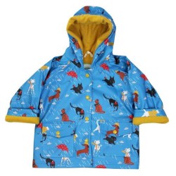 COAT - ANIMALS - Cats and Dogs - blue with yellow lining - UNISEX - last size
