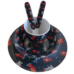 Dining Set - Melamine - TODDLER - ROBOTS - cup,  bowl, plate, fork and spoon - last two
