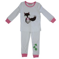 Pyjamas - FOX - white and with pink cuffs - size 1-2yr UK (2 US) - last size