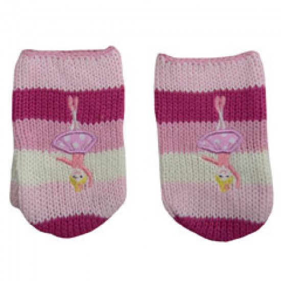 Gloves and Mittens - Baby - Basic - PINK STRIPE  -  Knit - 1- 3 yr -  Ballerina - last size - no return offer
