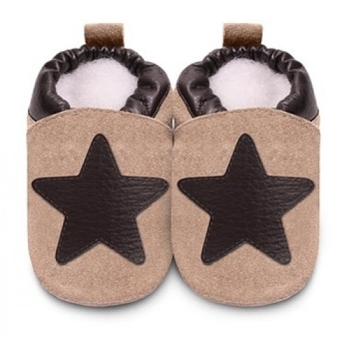 Shoes and Slippers - Tan  Brown Star - 0-6m  and 18-24m - sale