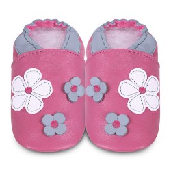 Shoes and Slippers - Slippers - FLOWERS - Cerise Pink 3 flowers  18-24m last size