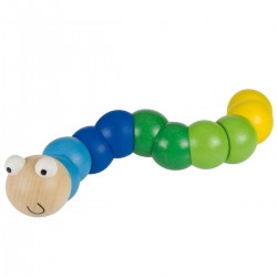 Toys - Wooden - Baby - Worm - PINK  or BLUE 