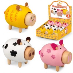Toys - WOODEN - FARM ANIMALS -  Soft gentle noise - last  pink  pig  - 12m plus  