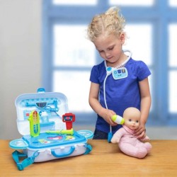 Toys - MEDICS Play - Doctors Junior BOX - Stethoscope, Thermometer, Pill Bottle, Scissors, Syringe, Spoon, Reflex Hammer, Heart Rate Monitor and Badge