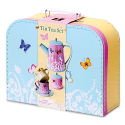 Toys - KITCHEN - TEA SET- Butterflies and Flowers - Tin Tea Set - 3y plus