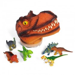 Toys - Dinosaur - T Rex Head - Tub of dinosaurs  - 6 small dinosaurs figures  