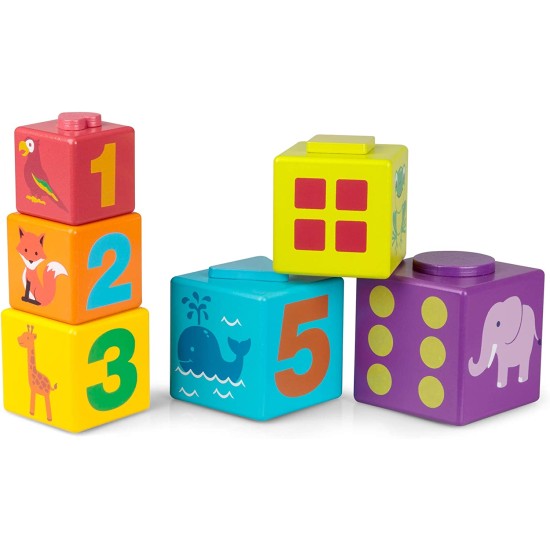 Toys - Wooden - SORTER - Shape Sorting Building Blocks - 12m+ - numbers, animals amd colours 