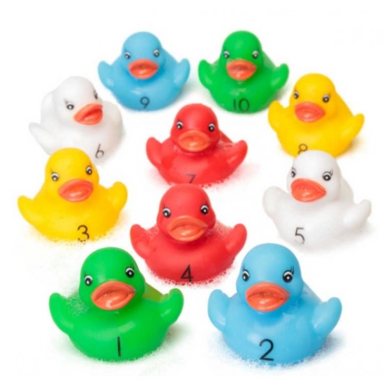 Toys - Bath Toys - DUCK - Educational - COUNTING RUBBER DUCKS - with number on their chests 