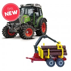 Toys - VEHICLES - FARM - MINI WORKING MACHINES - FENDT 3" 209 VARIO TRACTOR WITH LOG TRAILER 