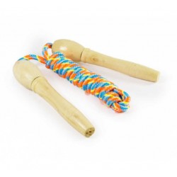 Toys - GAMES - Skipping Rope - Wooden handles and with colourful rope 