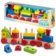 Toys - Vehicles - TRAIN - STACK  and SOUNDS WOODEN TRAIN - push funnel for 3 train sounds - colours vary - 18m plus