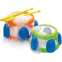 Toys - Bath Toys - Drums - set of 2 sensory musical WATER DRUMS - with yellow drumsticks - 2yr plus