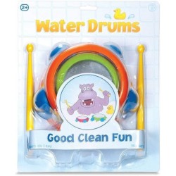 Toys - Bath Toys - Drums - set of 2 sensory musical WATER DRUMS - with yellow drumsticks - 2yr plus