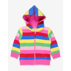 Hoody - RAINBOW - Toby Tiger - Rainbow Pink Multi Stripe - Zip up