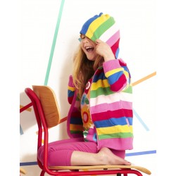 Hoody - Toby Tiger - Rainbow Pink Multi Stripe - Zip up