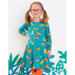 Dress - SKATER - Animals - Long sleeves - Toby Tiger - Green Wild Cats - clearance