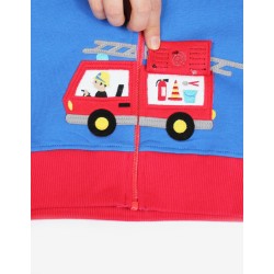 Hoody - VEHICLES - Toby Tiger - Fire Engine - Blue Zip up