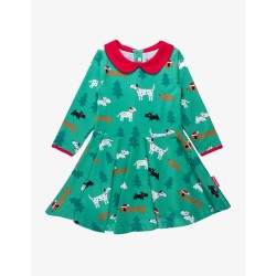 Dress - SKATER - Animals - Dogs - Long sleeves - Green Dog - last size 18-24m - clearance