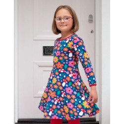 Dress - SKATER - Flowers - Long sleeves - Toby Tiger - Flowers,  mushrooms..