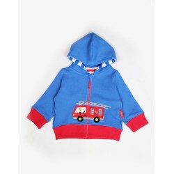 Hoody - VEHICLES - Toby Tiger - Fire Engine - Blue Zip up