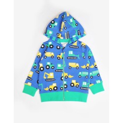 Hoody - VEHICLES - Toby Tiger - Digger, tractor and trucks - Blue Zip up 