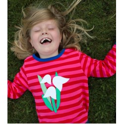 Top - FLOWERS - Toby Tiger - Snowdrop - pink and red stripes  - 4-5y