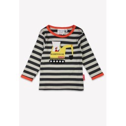 Top - VEHICLES - Toby Tiger - Digger - Peek a boo - GREY stripes