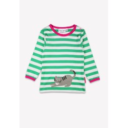 Top - ANIMALS - Toby Tiger - CAT - Kitty cat and mouse - green stripes