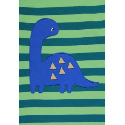 Top - DINOSAURS - Toby Tiger - Blue dinosaur and green stripe  and hem