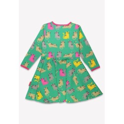 Dress - SKATER - Animals - Cats - Long sleeves - Toby Tiger - Kitty - green, yellow and pink..