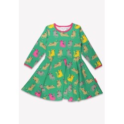Dress - SKATER - Animals - Cats - Long sleeves - Toby Tiger - Kitty - green, yellow and pink..