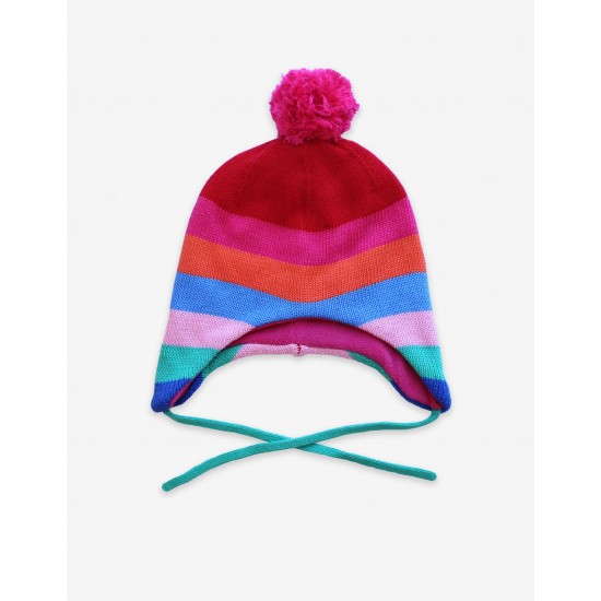 Hat - Winter - Toby Tiger - Winter - Multistripe - Girly - Pink Bobble - last size 