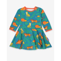 Dress - SKATER - Animals - Long sleeves - Toby Tiger - Green Wild Cats - clearance