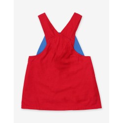 Dress - PLAIN - RED - Cord - Toby Tiger - Dungaree Dress - last 5-6y