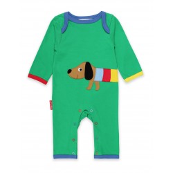 Babygrow - Toby Tiger - Organic Cotton - Applique Romper Sleepsuit - Green Rainbow Sausage Dog - 0-3, 3-6m - SS22 sale